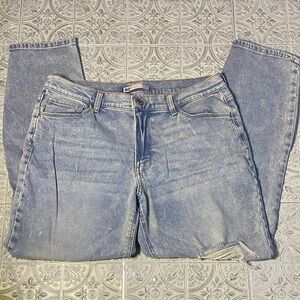 SO Light Blue Distressed Women's Boyfriend Low Rise Jeans Size 15/32w